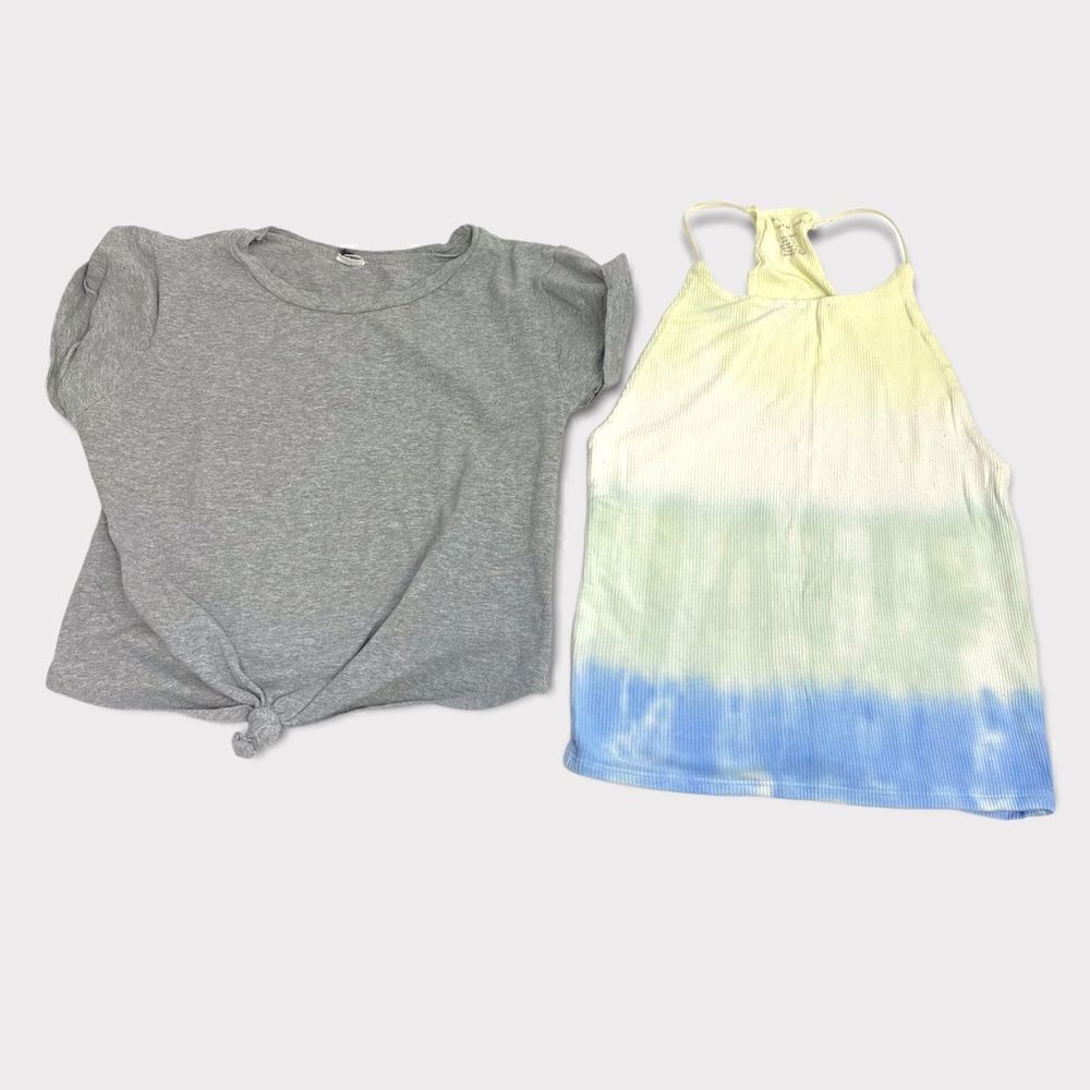 Set of 2 American Eagle soft & sexy ribbed tie dye tank & Grey Cuff Sleeve Top